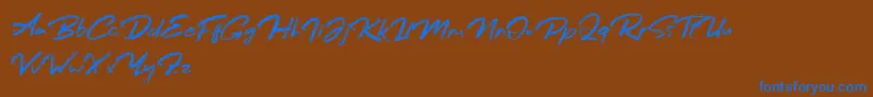 Bafora Regular Demo Font – Blue Fonts on Brown Background