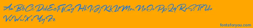Bafora Regular Demo Font – Blue Fonts on Orange Background