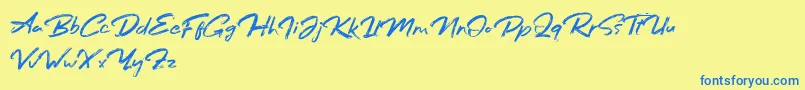 Bafora Regular Demo Font – Blue Fonts on Yellow Background