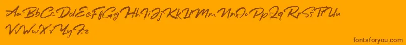 Bafora Regular Demo-Schriftart – Braune Schriften auf orangefarbenem Hintergrund