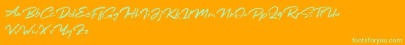 Bafora Regular Demo Font – Green Fonts on Orange Background