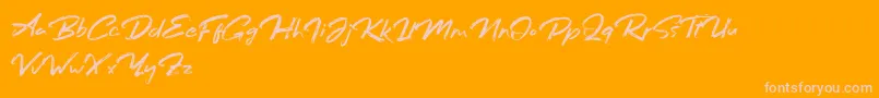 Bafora Regular Demo-Schriftart – Rosa Schriften auf orangefarbenem Hintergrund