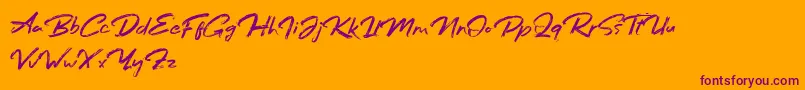 Bafora Regular Demo Font – Purple Fonts on Orange Background
