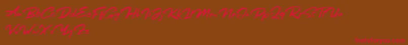 Bafora Regular Demo-Schriftart – Rote Schriften auf braunem Hintergrund