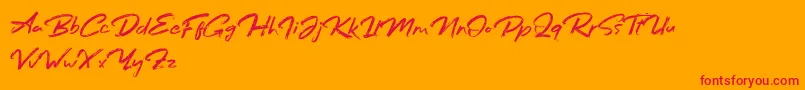 Bafora Regular Demo-Schriftart – Rote Schriften auf orangefarbenem Hintergrund