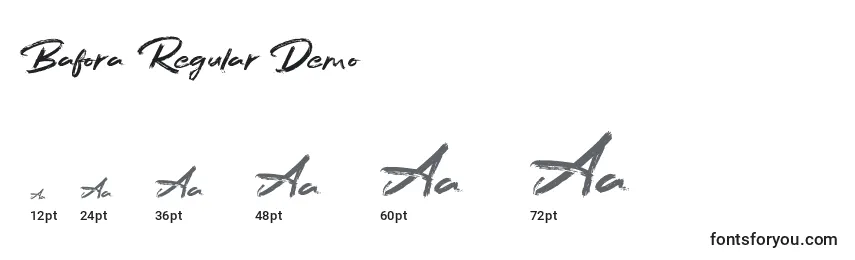 Размеры шрифта Bafora Regular Demo (120511)
