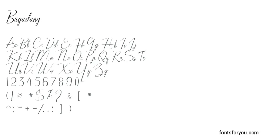Schriftart Bagadang – Alphabet, Zahlen, spezielle Symbole