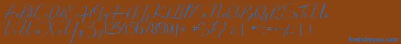 Bagadang-Schriftart – Blaue Schriften auf braunem Hintergrund