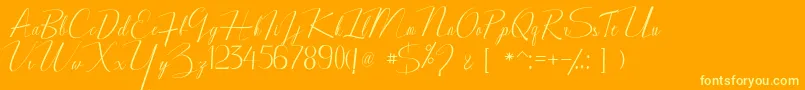 Bagadang-Schriftart – Gelbe Schriften auf orangefarbenem Hintergrund