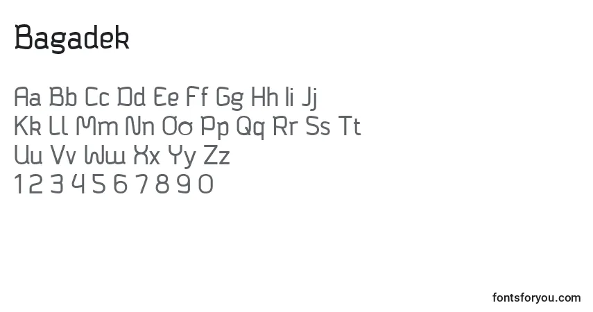 Fuente Bagadek - alfabeto, números, caracteres especiales