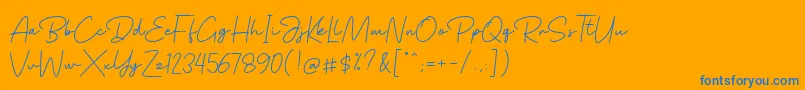 BagindaScript-Schriftart – Blaue Schriften auf orangefarbenem Hintergrund