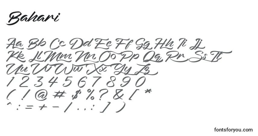 Шрифт Bahari – алфавит, цифры, специальные символы