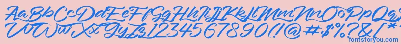 Bahari Font – Blue Fonts on Pink Background