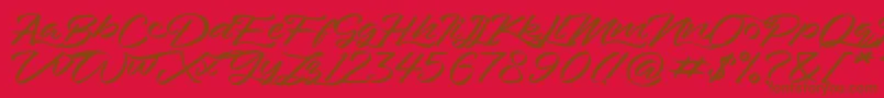 Bahari-Schriftart – Braune Schriften auf rotem Hintergrund
