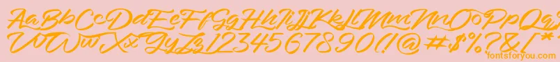 Bahari-Schriftart – Orangefarbene Schriften auf rosa Hintergrund