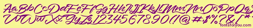 Bahari Font – Purple Fonts on Yellow Background