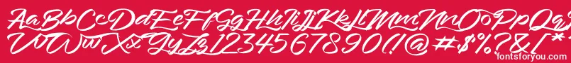 Bahari-Schriftart – Weiße Schriften auf rotem Hintergrund