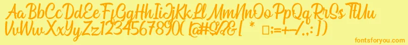 Bahuraksa Font – Orange Fonts on Yellow Background