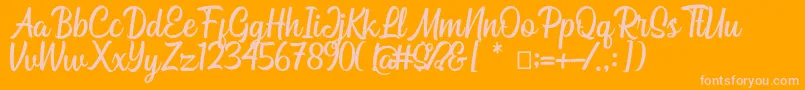 Bahuraksa-Schriftart – Rosa Schriften auf orangefarbenem Hintergrund