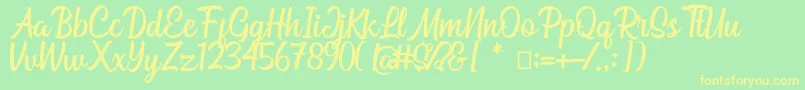 Bahuraksa Font – Yellow Fonts on Green Background