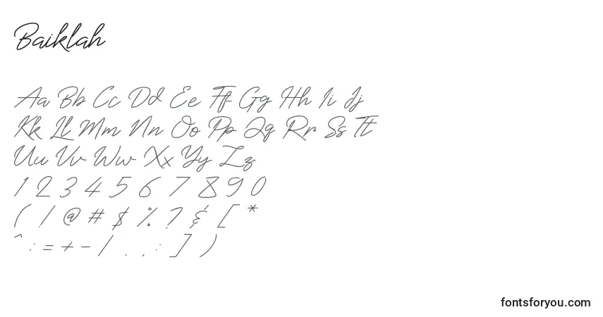 Шрифт Baiklah – алфавит, цифры, специальные символы
