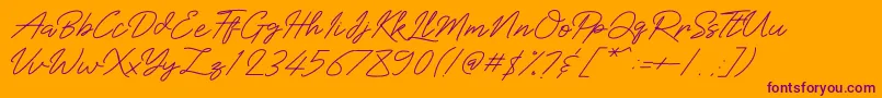 Baiklah Font – Purple Fonts on Orange Background