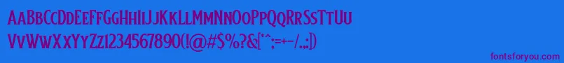Baisteach-Schriftart – Violette Schriften auf blauem Hintergrund