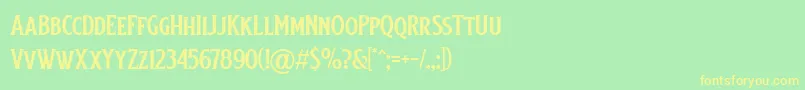 フォントBaisteach – 黄色の文字が緑の背景にあります