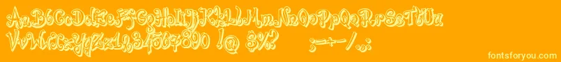 bajareczka Shadow-Schriftart – Gelbe Schriften auf orangefarbenem Hintergrund