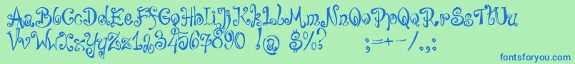 bajareczka Font – Blue Fonts on Green Background