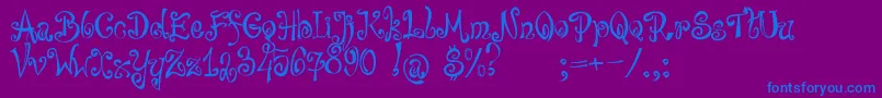bajareczka-Schriftart – Blaue Schriften auf violettem Hintergrund