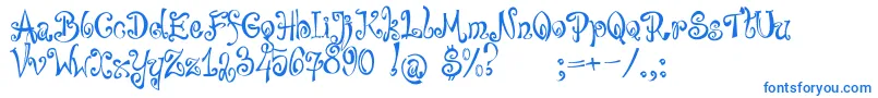 フォントbajareczka – 白い背景に青い文字
