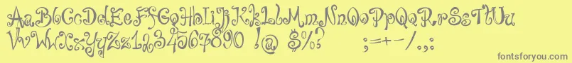 bajareczka-fontti – harmaat kirjasimet keltaisella taustalla