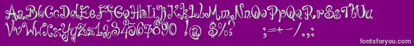 bajareczka-fontti – vihreät fontit violetilla taustalla