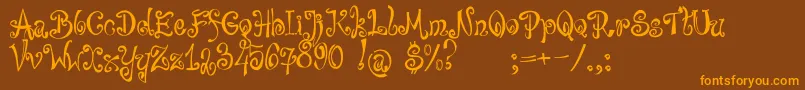 bajareczka-Schriftart – Orangefarbene Schriften auf braunem Hintergrund