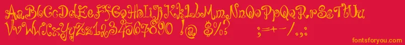 bajareczka-Schriftart – Orangefarbene Schriften auf rotem Hintergrund