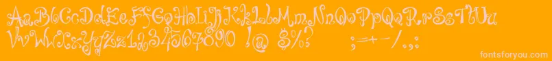 bajareczka-Schriftart – Rosa Schriften auf orangefarbenem Hintergrund