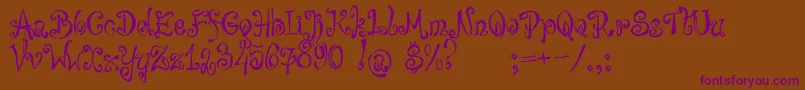 bajareczka-Schriftart – Violette Schriften auf braunem Hintergrund