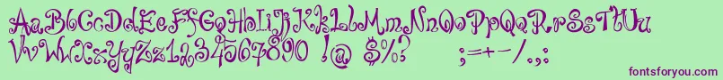 bajareczka-Schriftart – Violette Schriften auf grünem Hintergrund