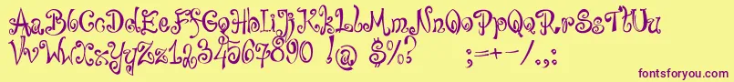 bajareczka-fontti – violetit fontit keltaisella taustalla