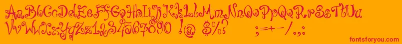 bajareczka-Schriftart – Rote Schriften auf orangefarbenem Hintergrund