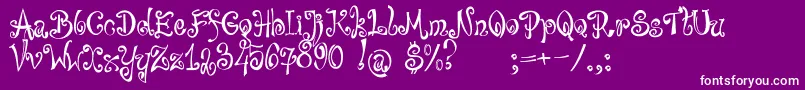 bajareczka-Schriftart – Weiße Schriften auf violettem Hintergrund