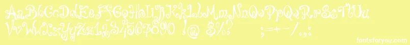bajareczka-Schriftart – Weiße Schriften auf gelbem Hintergrund