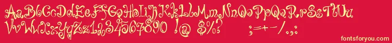 bajareczka-fontti – keltaiset fontit punaisella taustalla
