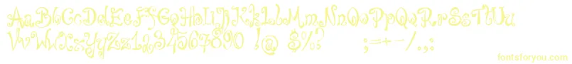 bajareczka-fontti – keltaiset fontit valkoisella taustalla