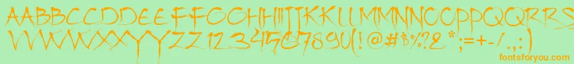 Bajhera-Schriftart – Orangefarbene Schriften auf grünem Hintergrund