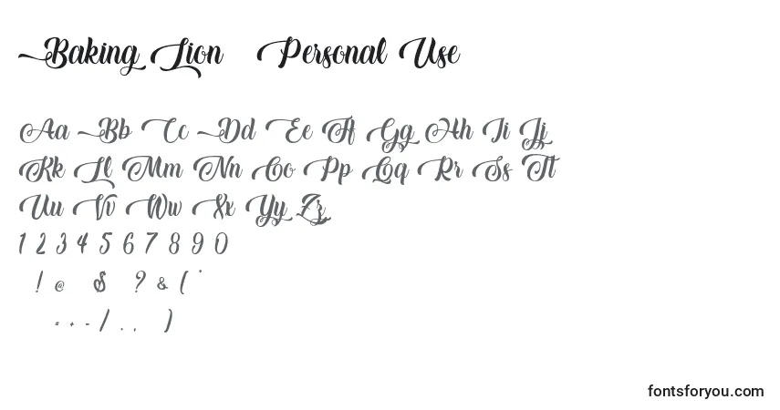Шрифт Baking Lion   Personal Use – алфавит, цифры, специальные символы