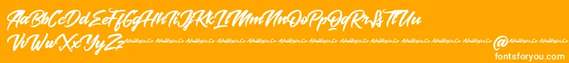 Baksoda Demo-Schriftart – Weiße Schriften auf orangefarbenem Hintergrund