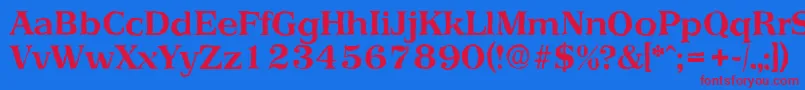 Czcionka PriamosantiqueBold – czerwone czcionki na niebieskim tle