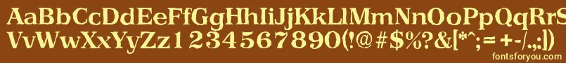 PriamosantiqueBold-fontti – keltaiset fontit ruskealla taustalla